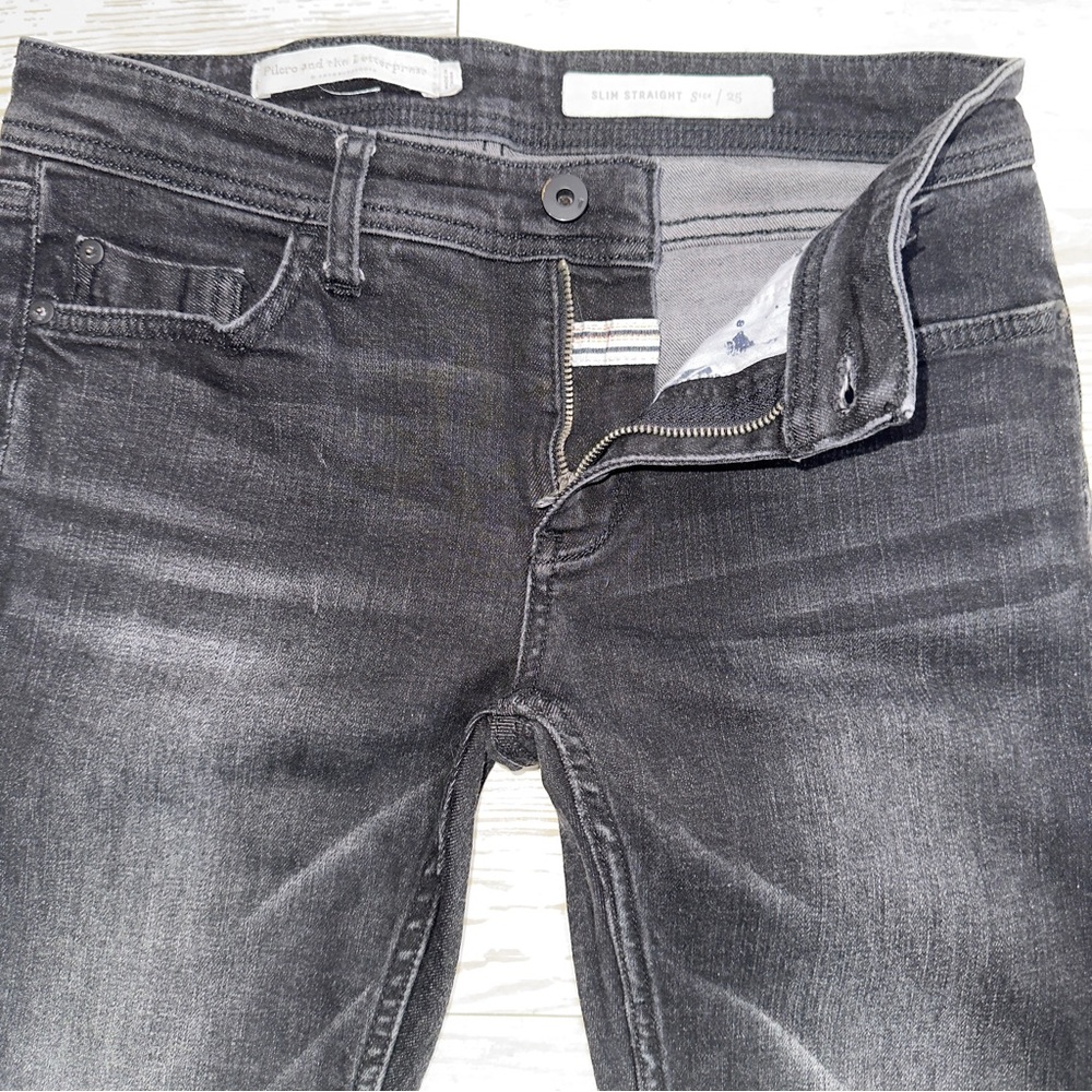 Pilcro & The Letterpress Slim Straight Jeans Black Gray Wash Women’s Size 25 - Picture 5 of 12